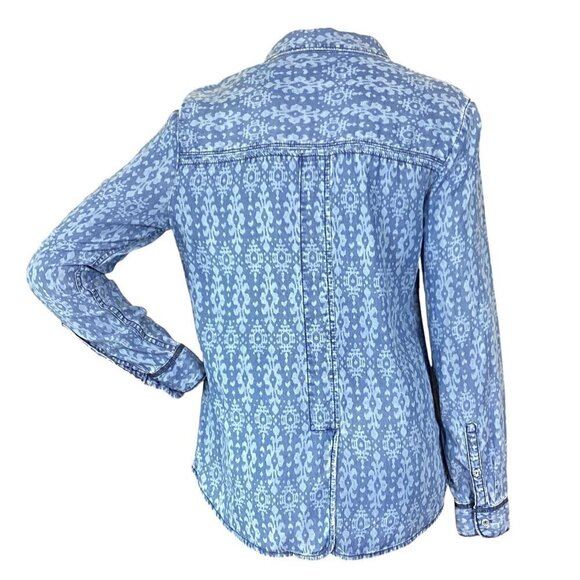 Anthropologie Holding Horses Ikat Blue Chambray Shirt Sz 8(XS) #304C - Picture 6 of 10